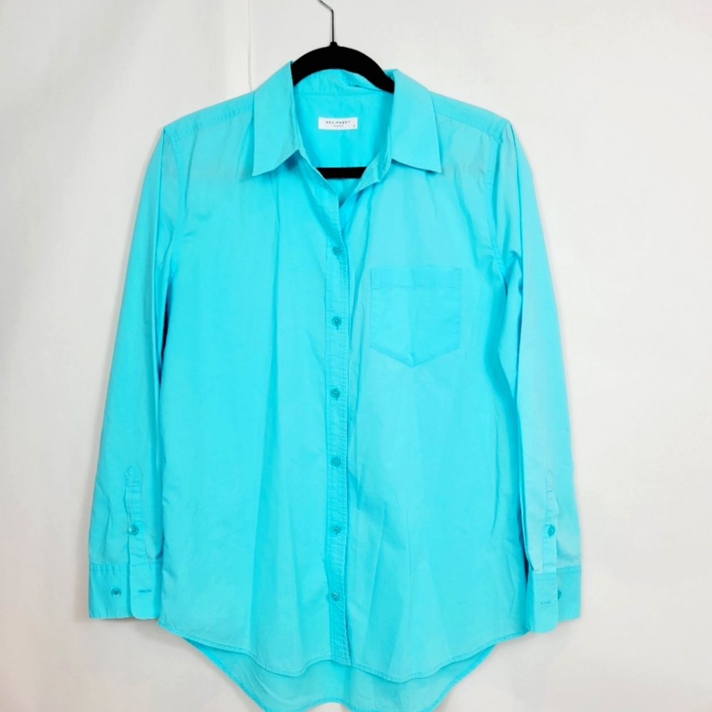 Equipment blue cotton button down shirt